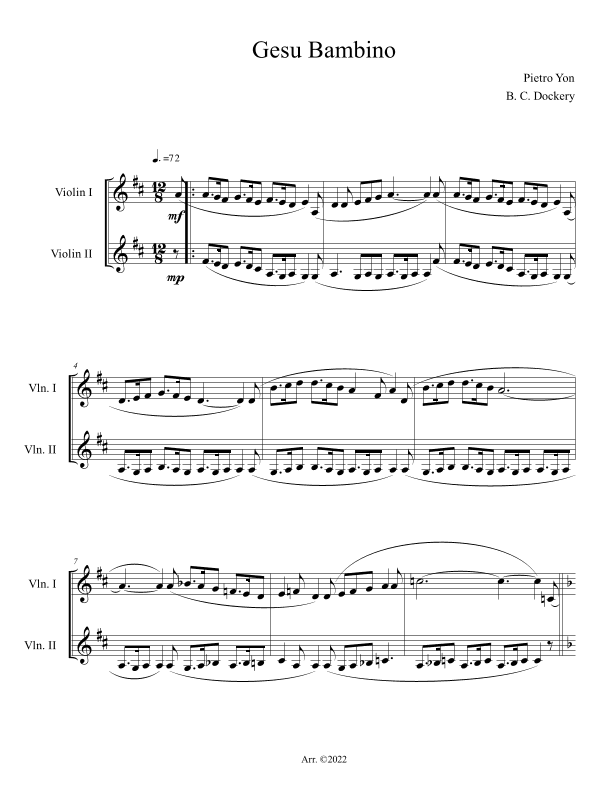 Gesu Bambino (Violin Duet) (arr. B. C. Dockery)
