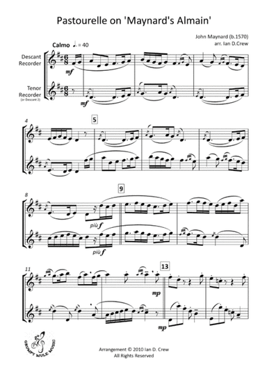 Pastourelle on 'Maynard's Almain' (arr. Ian D. Crew)