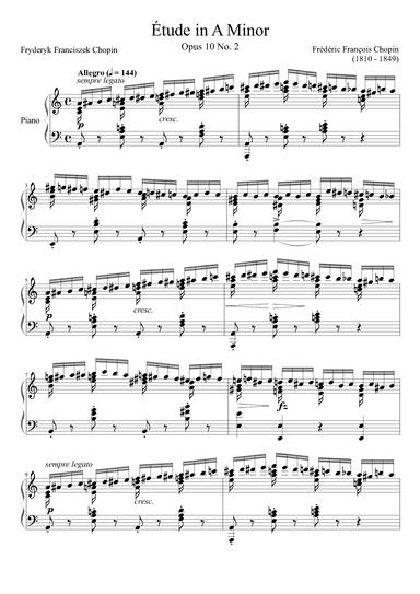 Etude Opus 10 No. 2 in A Minor (arr. Zachary Corbett)