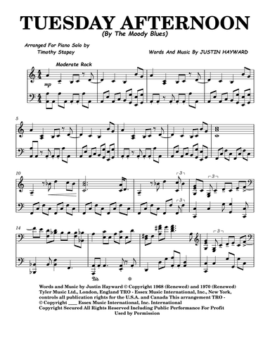 Tuesday Afternoon (forever Afternoon) (arr. Timothy Stapay)