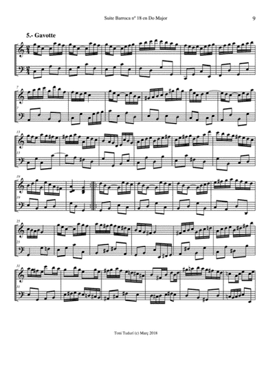 Gavotte (movement of baroque suite nº18 in C Major for piano of Toni Tudurí)