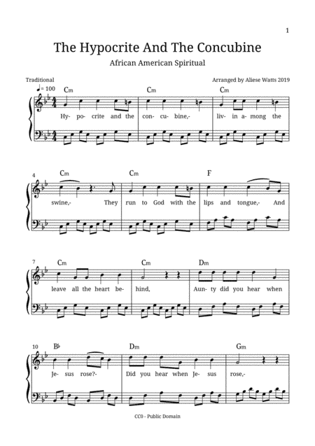 The Hypocrite And The Concubine (arr. Aliese Watts)