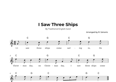 I Saw Three Ships (Key of C Major) (arr. R. Salvario)