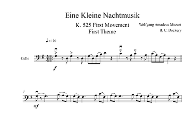 Eine Kleine Nachtmusik (A Little Night Music) for Cello Solo (arr. B. C. Dockery)