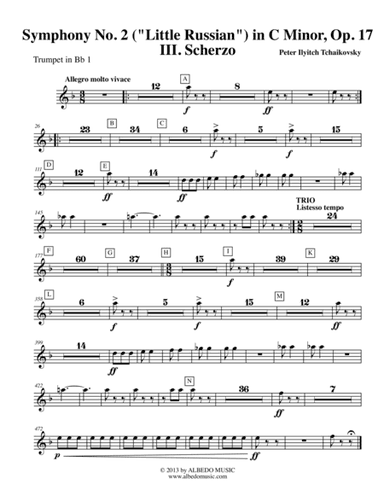 Tchaikovsky Symphony No. 2, Movement III - Trumpet in Bb 1 (Transposed Part), Op. 17 (arr. Doug Clyde)