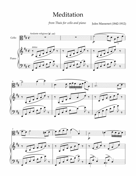 Massenet - Meditation from Thais for cello and piano (arr. MPS)