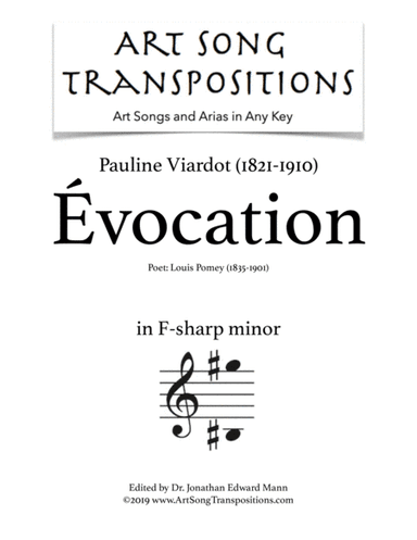 VIARDOT: Évocation (transposed to F-sharp minor) (arr. ArtSongTranspositions.com)