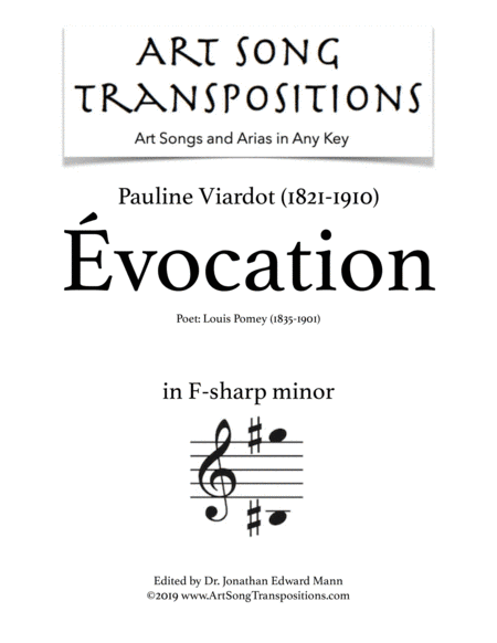 VIARDOT: Évocation (transposed to F-sharp minor) (arr. ArtSongTranspositions.com)