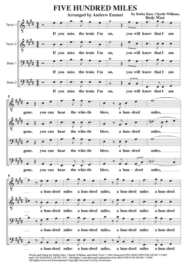 500 Miles Away From Home (arr. Andrew Emmet)