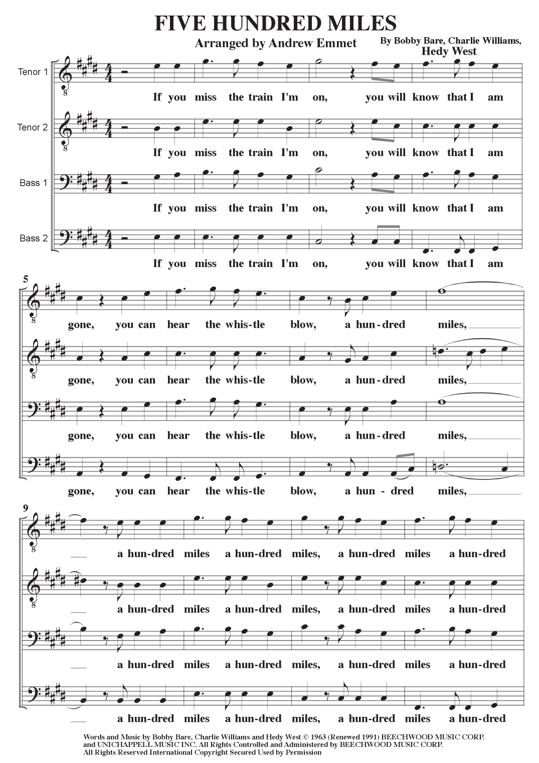 500 Miles Away From Home (arr. Andrew Emmet)