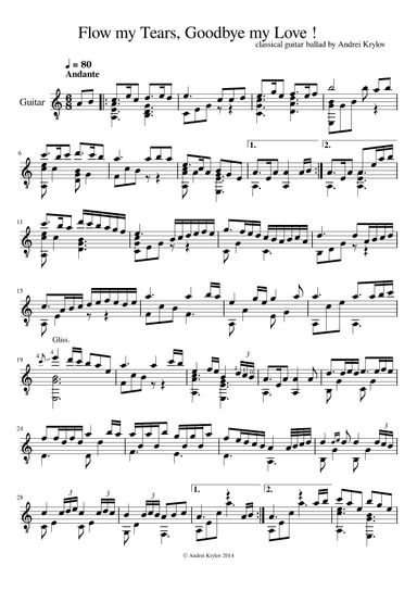 Flow my tears, goodbye my love. Celtic Ballad for Classical guitar by Andrei Krylov