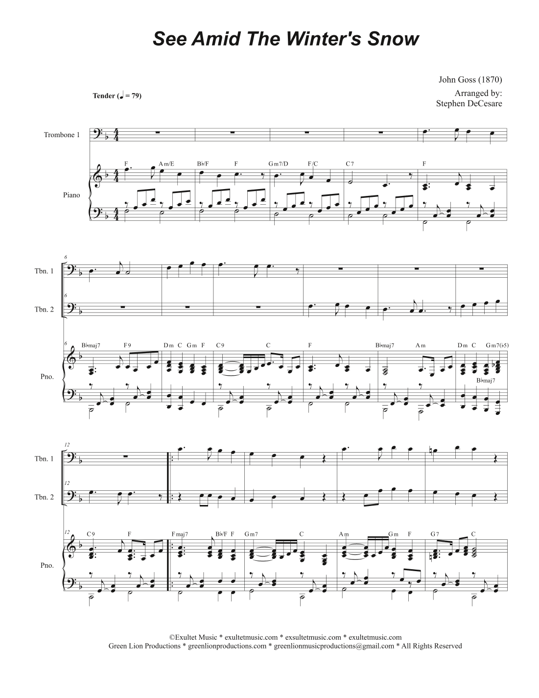 See Amid The Winter's Snow (Trombone Duet) (arr. Stephen DeCesare)