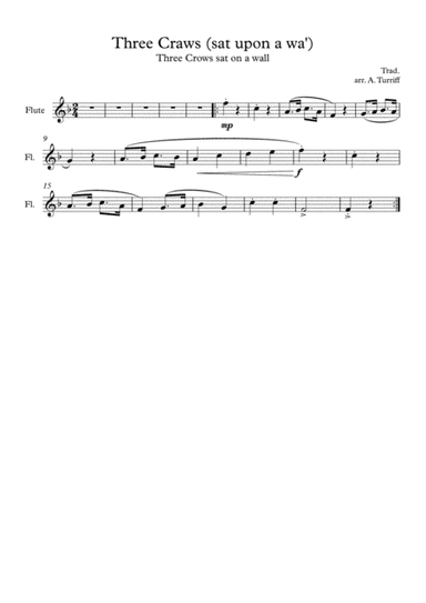 Three Craws (sat upon a wa') - Flute (solo part) (arr. A. Turriff)