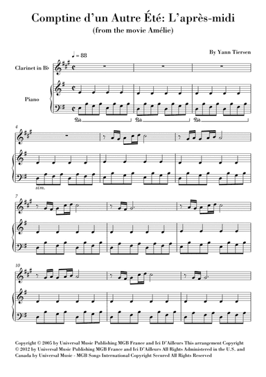 Comptine D'un Autre Été: L'après-midi (arr. Ahiva Editions)