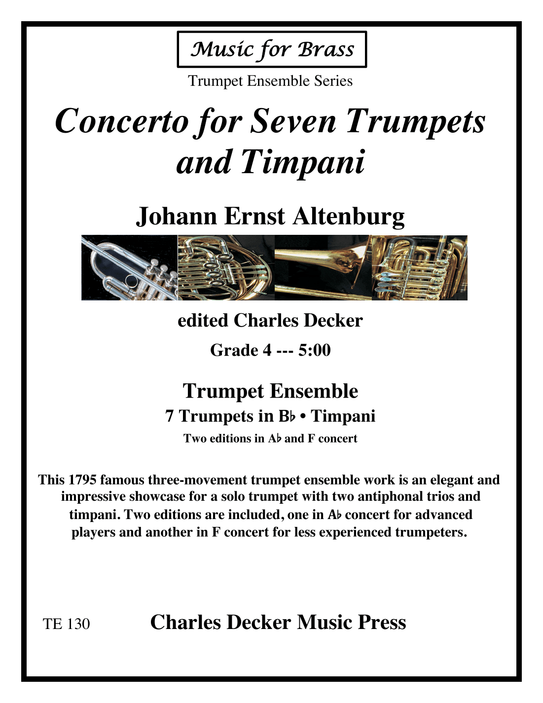 Concerto for Seven Trumpets and Timpani for Trumpet Ensemble (two complete editions, Ab & F concert) (arr. Charles Decker)