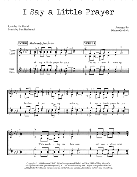 I Say A Little Prayer (arr. Dianne Goldrick)