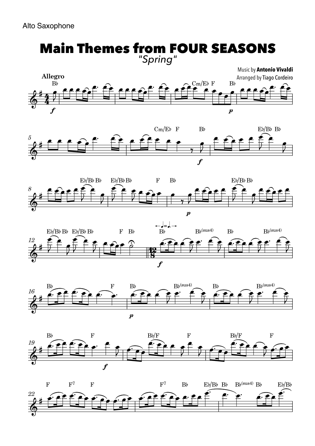 Main Themes from Four Seasons “Spring” (arr. Tiago Cordeiro)