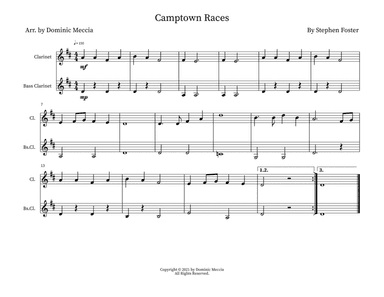 Camptown Races- Clarinet and Bass Clarinet Duet (arr. Dominic Meccia)