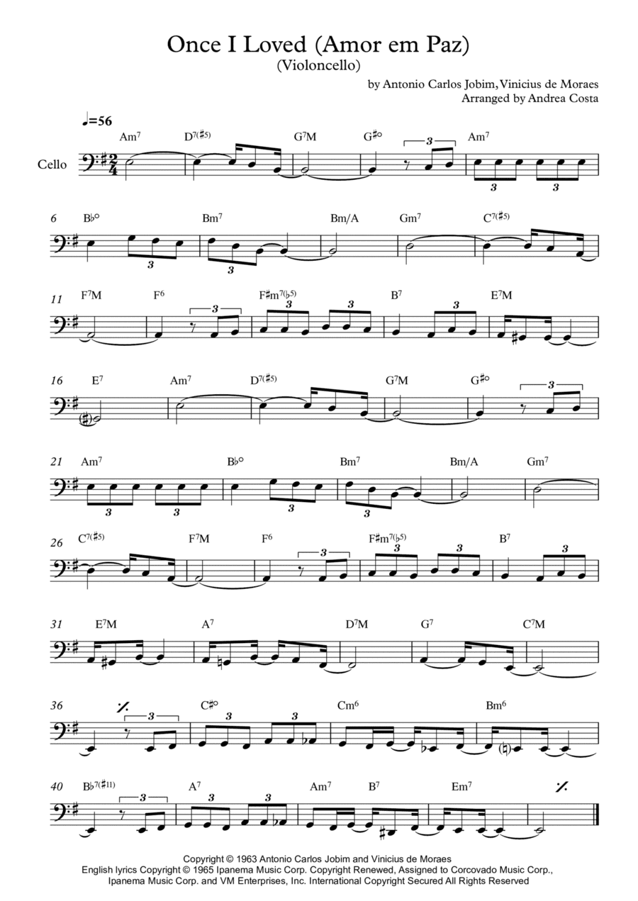 Once I Loved (amor Em Paz) (love In Peace) (arr. Andrea Costa)