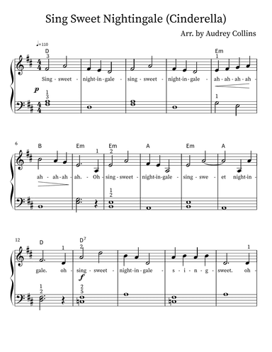 Sing Sweet Nightingale (Cinderella) (arr. Audrey Collins)