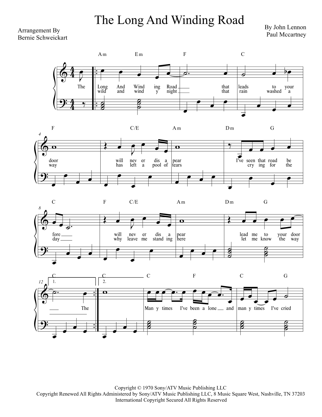 The Long And Winding Road (arr. Bernie Schweickart)