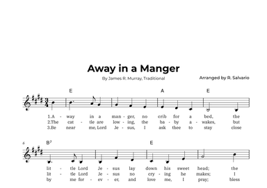 Away in a Manger (Key of E Major) (arr. R. Salvario)