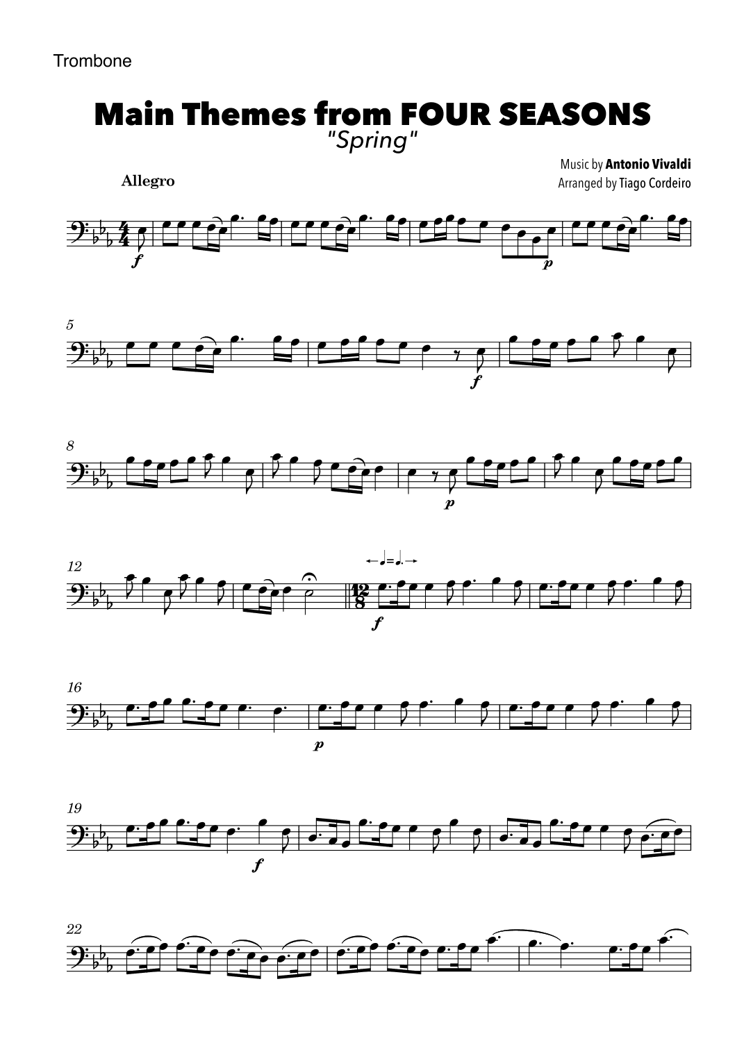 Main Themes from Four Seasons “Spring” (arr. Tiago Cordeiro)