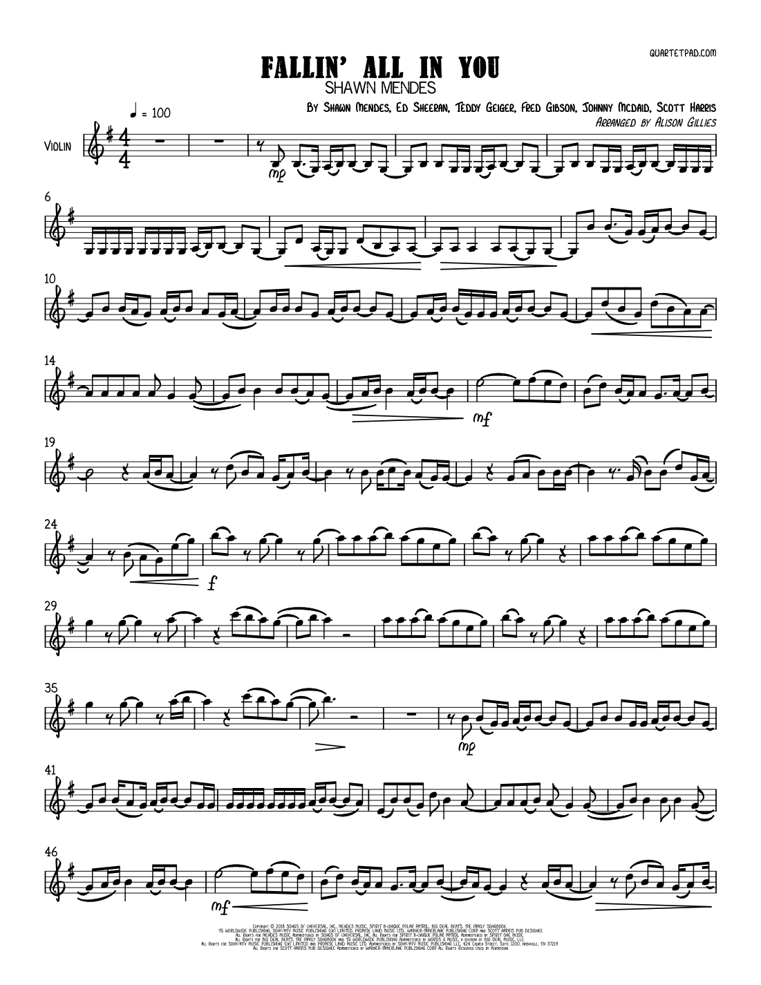 Fallin' All In You (arr. Alison Gillies)