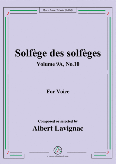 Lavignac-Solfège des solfèges,Volume 9A,No.10,for Voice (arr. MSM)