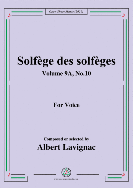 Lavignac-Solfège des solfèges,Volume 9A,No.10,for Voice (arr. MSM)