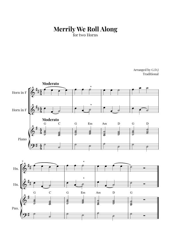 Merrily We Roll Along (arr. GDJ)