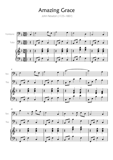 Amazing Grace - Trombone and Tuba Duet w/ Piano accompaniment (arr. Ygor Nunes)