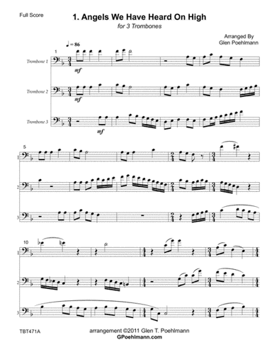 7 CHRISTMAS CAROLS for TROMBONE TRIO (unaccompanied) (arr. Glen Poehlmann)