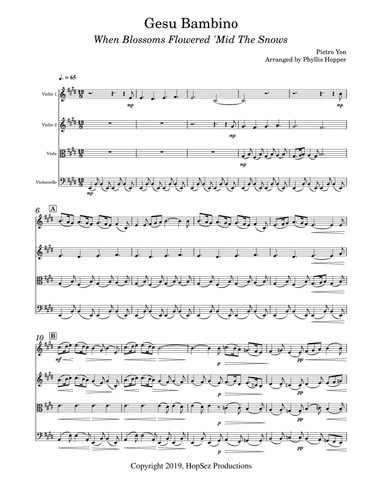 Gesu Bambino - String Quartet (arr. Phyllis Hopper)