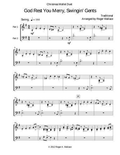 God Rest You Merry, Gentlemen (Marimba Duet) (arr. Roger Wallace)