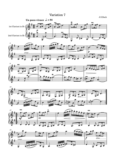 J.S.Bach: Goldberg Variation 7 for two clarinets (arr. Saho Omukai)