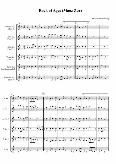 Rock of Ages (Maoz Zur) - Saxophone Quartet\Quintet\Sextet (arr. Rotem Weinberg)