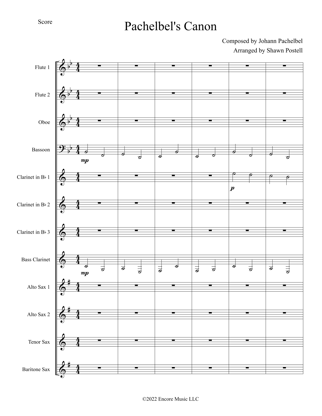 Pachelbel's Canon (arr. Shawn Postell)