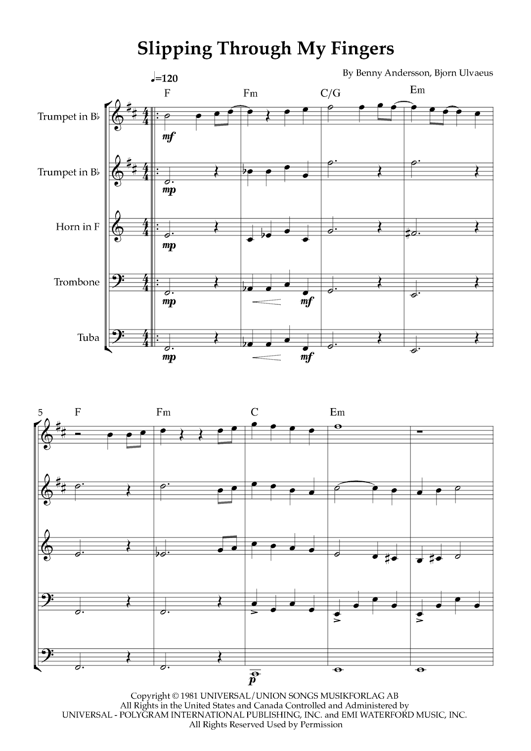 Slipping Through My Fingers (arr. Karen Gueiros)