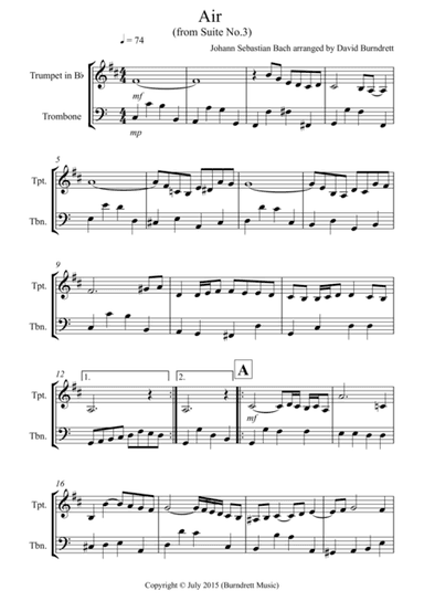 Air on a G String for Trumpet and Trombone Duet (arr. David Burndrett)