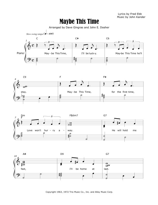Maybe This Time (arr. David Lee Gingras and John E. Dosher)