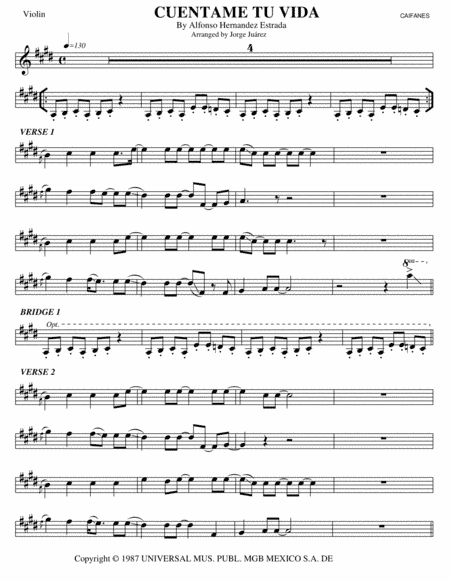 Cuentame Tu Vida (arr. Jorge Juárez)
