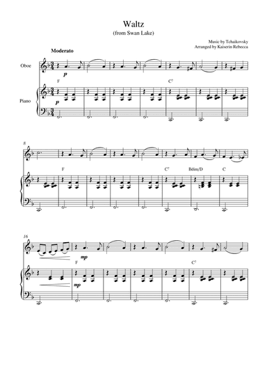 Waltz (from Swan Lake) (for oboe solo and piano accompaniment) (arr. Kaiserin Rebecca)