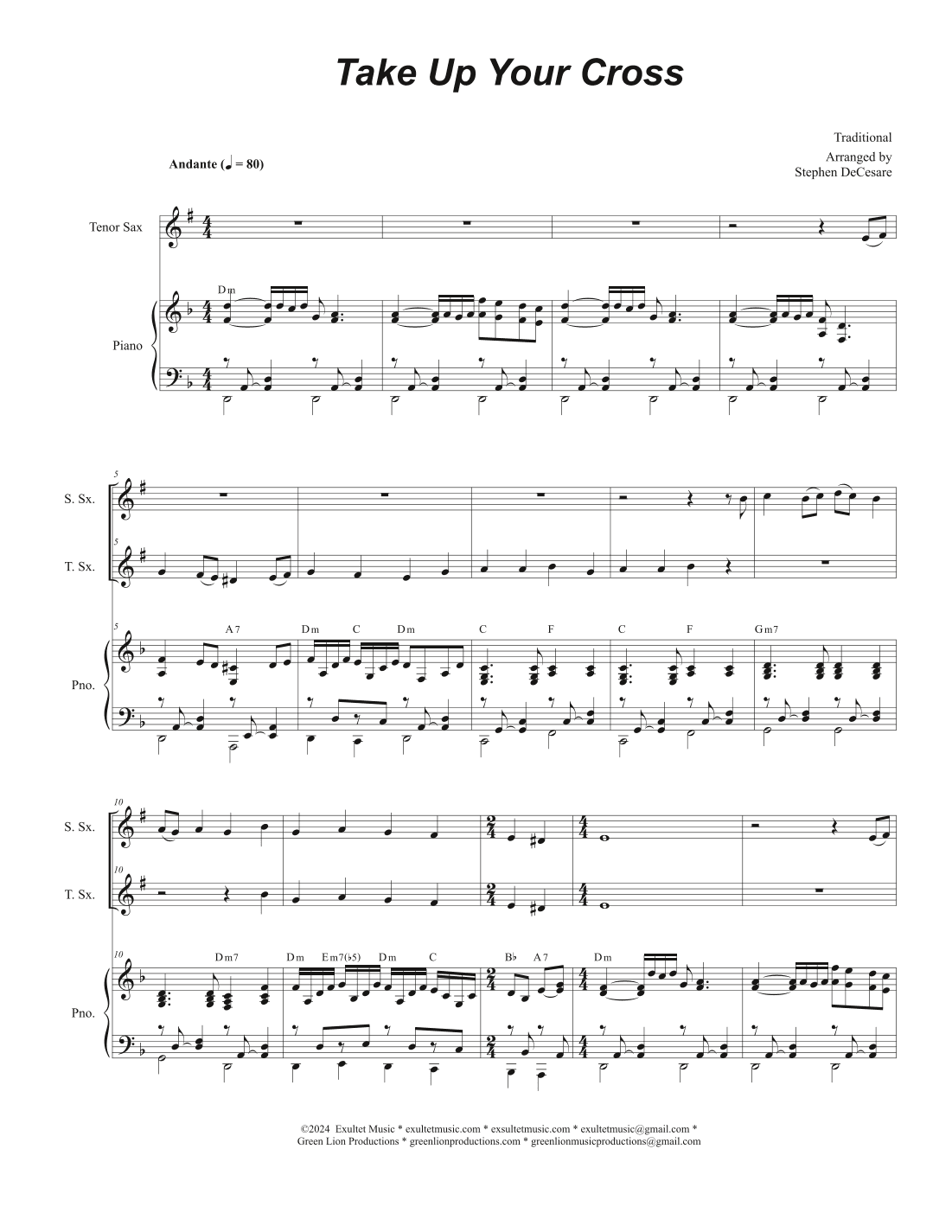 Take Up Your Cross (Duet for Soprano and Tenor Saxophone) (arr. Stephen DeCesare)