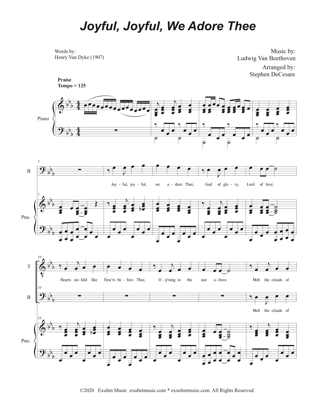 Joyful, Joyful, We Adore Thee (Duet for Tenor and Bass solo) (arr. Stephen DeCesare)