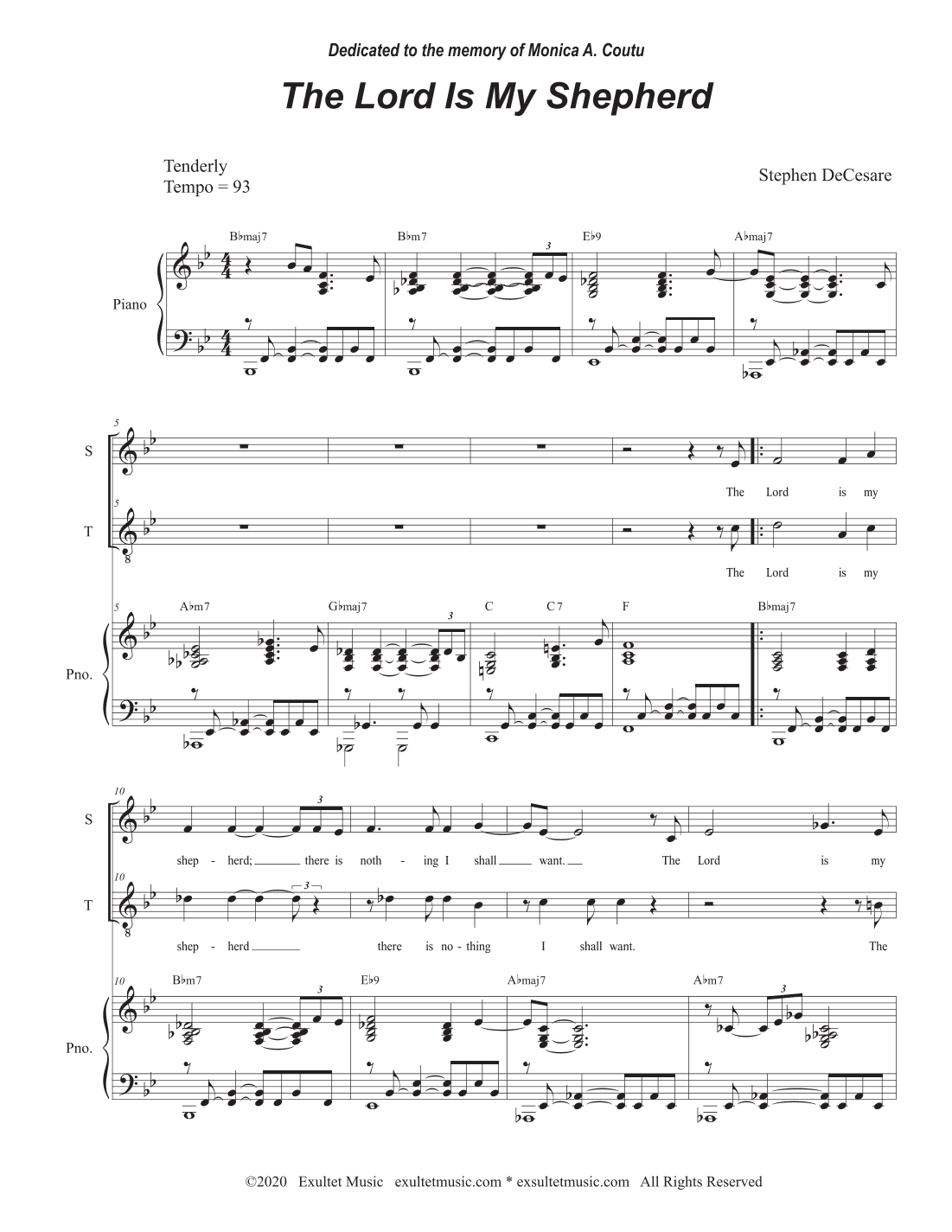 The Lord Is My Shepherd (2-part choir - (Soprano and Tenor)