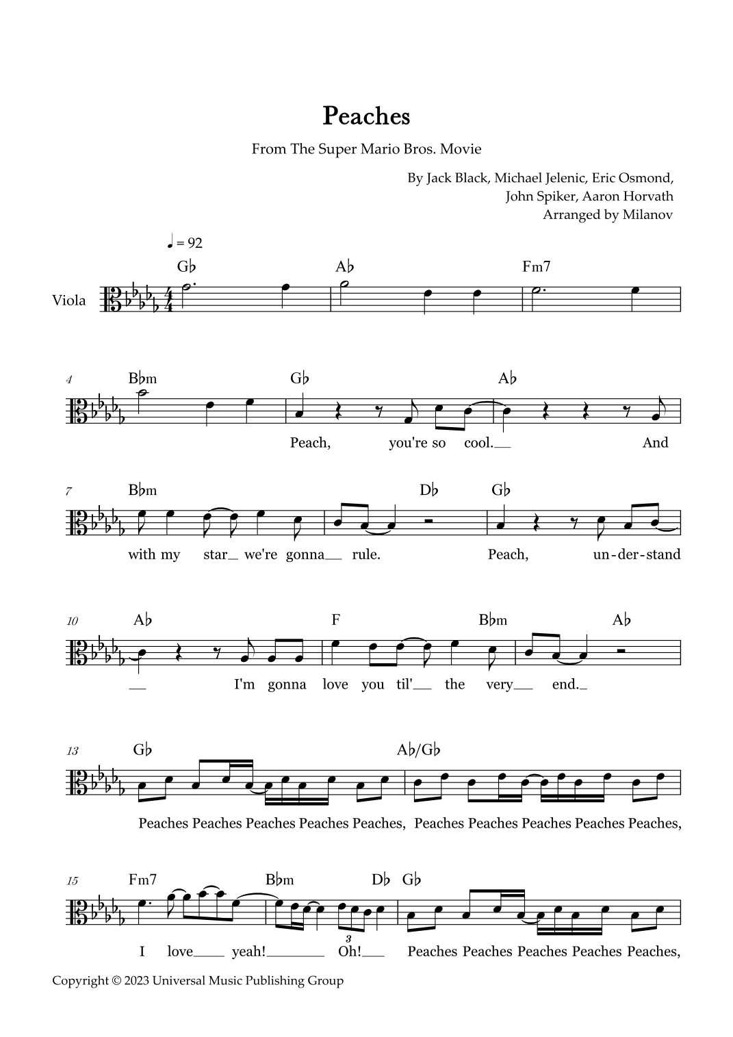 Peaches (arr. Milanov)