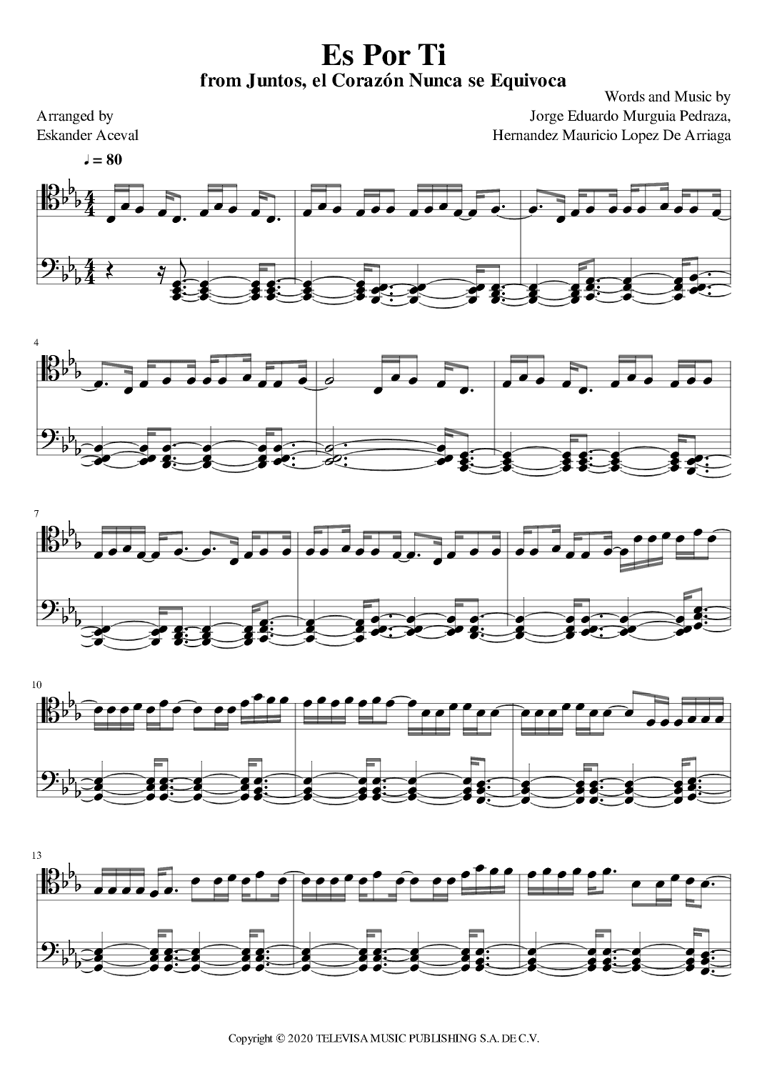 Es Por Ti (arr. Eskander Aceval)