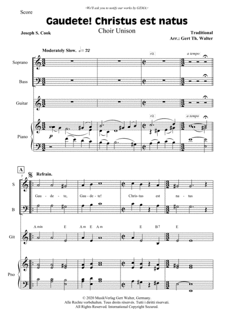 Gaudete! Christus Est Natus (arr. Gert Th. Walter)
