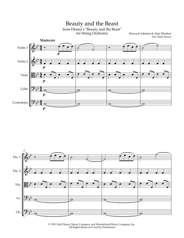 Beauty And The Beast (arr. Sam Araya)